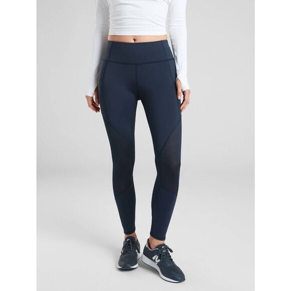 Athleta Contender Mesh Tight Leggings Navy - Picture 1 of 6